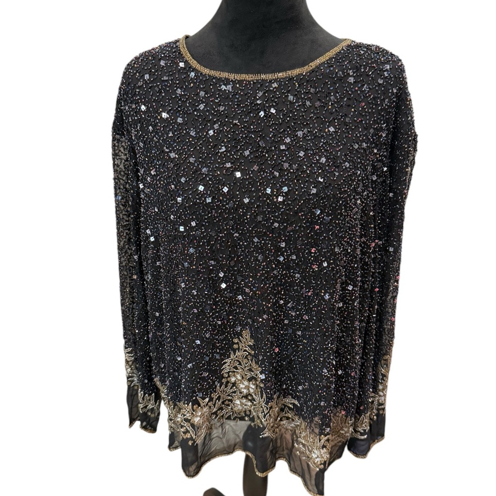 Vintage Laurence Kazar Silk beaded top